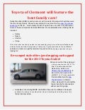 Toyota of Clermont will feature the best family cars!