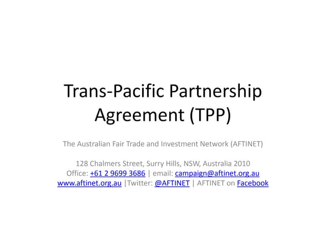 Trans pacific partnership agreement...