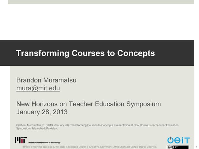 Transforming Courses to Concepts