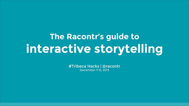 Tribeca Hacks Racontr keynote