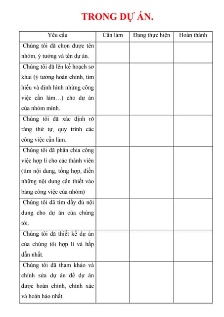 Trong dự án