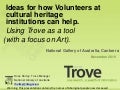 Ideas for how volunteers at cultural heritage institutions can help, using Trove as a tool. November 2010