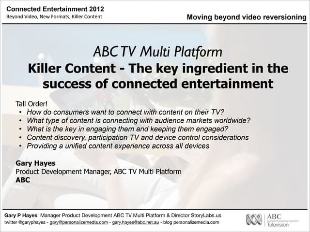 Killer 2nd Screen and Social TV: Production Methodology