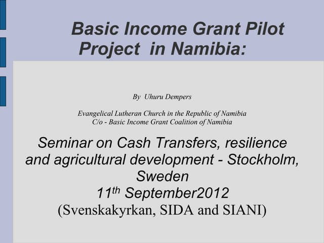 Basic Income Grant Pilot Project in...