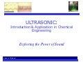 Ultrasonic Application in Chemical Engineering