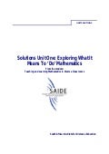 Ace Maths: Solutions Unit One - Exploring What It Means to 'Do' Mathematics (pdf)