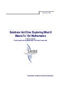 Ace Maths: Solutions Unit One - Exploring What It Means to 'Do' Mathematics (word)