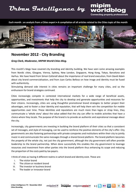 Urban intelligence 9 - City Branding - November 2012