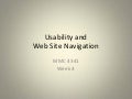 Web Site Navigation and Usability