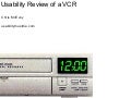 Usability Review of a VCR