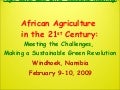 0907  African Agriculture  in the 21st Century: Meeting the Challenges, Making a Sustainable Green Revolution