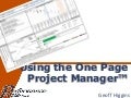 Using The One Page Project Manager