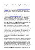 Using Coconut Oil for Treating Bacterial Vaginosis
