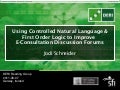 Using Controlled Natural Language and First Order Logic to improve e-consultation discussion forums (DERI reading group talk)