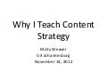 Why I teach Content Strategy in Information Architecture