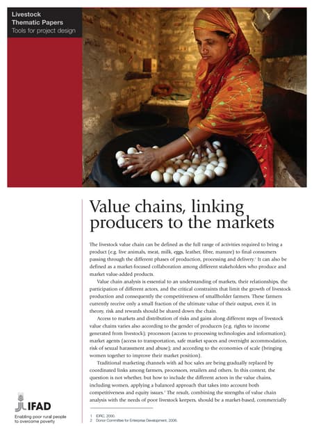 Value Chains, Linking Producers to the Markets