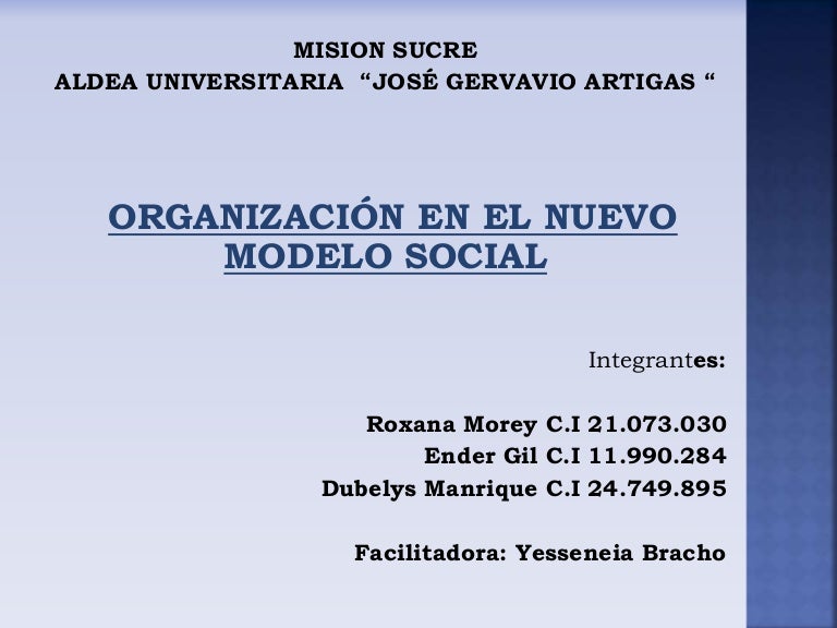 Organizacion en el nuevo Modelo Social