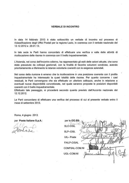Verbale  del 4.6.2013   mp - lazio  incontro di verifica