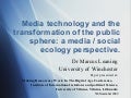 Media technology and the transformation of the public sphere: a media / social ecology perspectiv