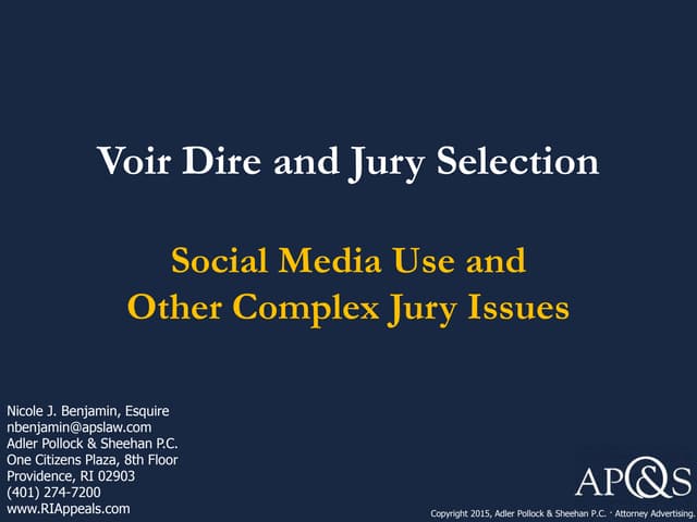 Voir dire and jury selection   soci...