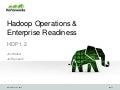 Hadoop Operations, Innovations and Enterprise Readiness with Hortonworks Data Platform v1.2