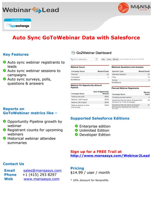 Webinar2Lead Datasheet