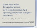 Overview open education, NCSE Webinar Nov 8
