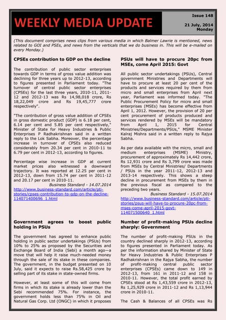 Weekly media update 21.07.2014