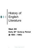 Week Xiii (Early Twentieth Century Period)