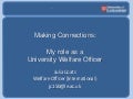 Making connections: my role as a welfare officer