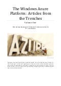 Windows Azure Platform: Articles from the Trenches, Volume One
