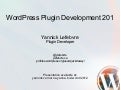 WordPress Plugin Development 201