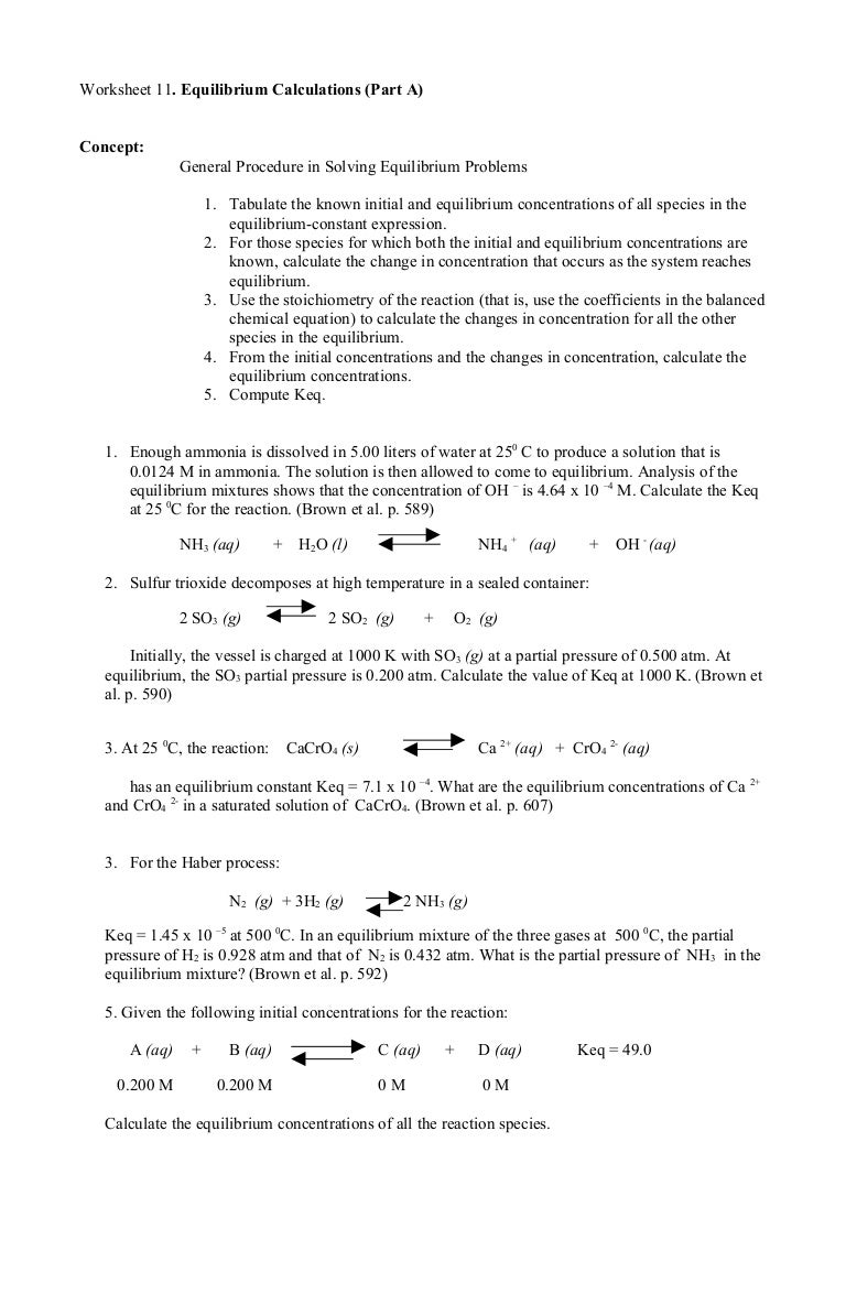 Worksheets Equilibrium Constant Worksheet worksheet 11 equilibrium calculations