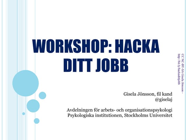 GGM11 Workshop: Hacka ditt jobb