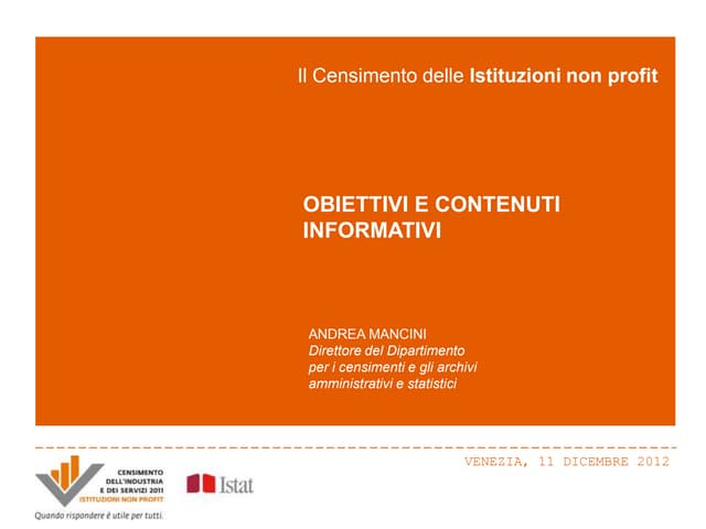 A. Mancini – Censimento delle istituzioni non profit. Obiettivi e contenuti informativi