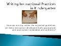 Writing Instructional Practices In Kindergarten