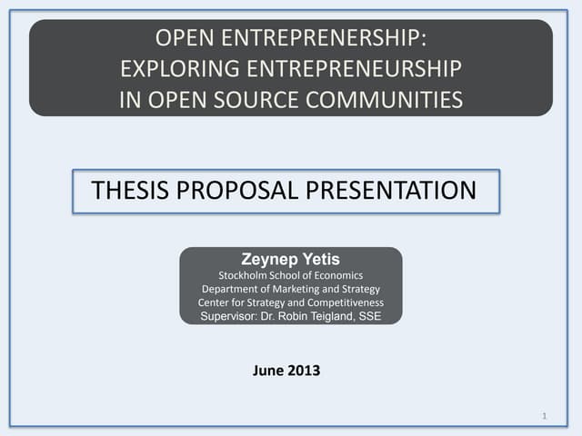 Open Entrepreneurship - Yetis Thesis Proposal