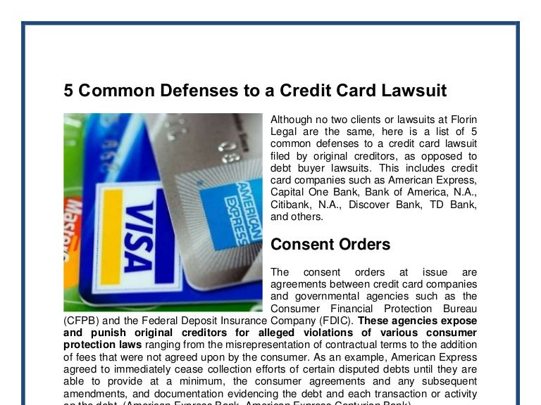 5 common defenses to a credit card lawsuit