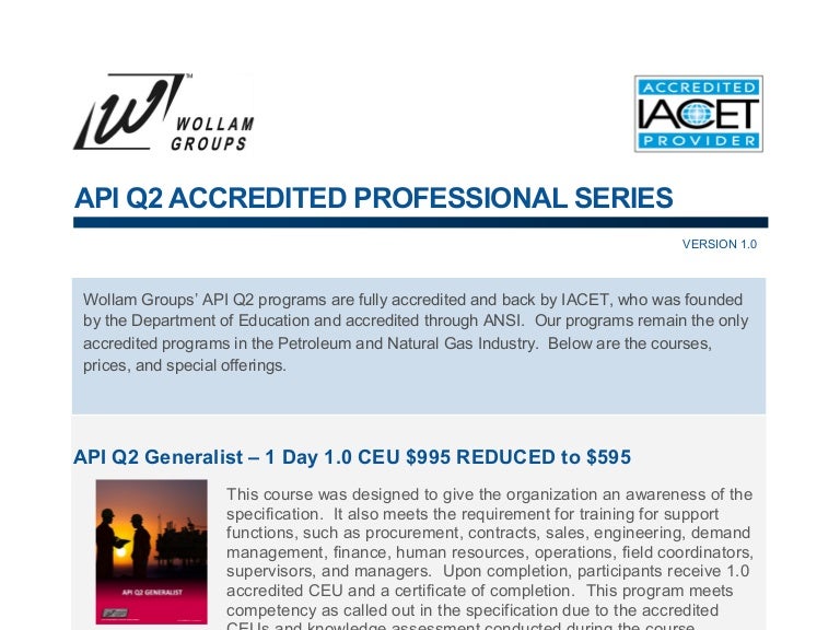 Api q2 accredited professional series v1
