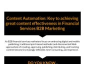 Content automation key to achieving great content effectiveness in financial services B2B marketing
