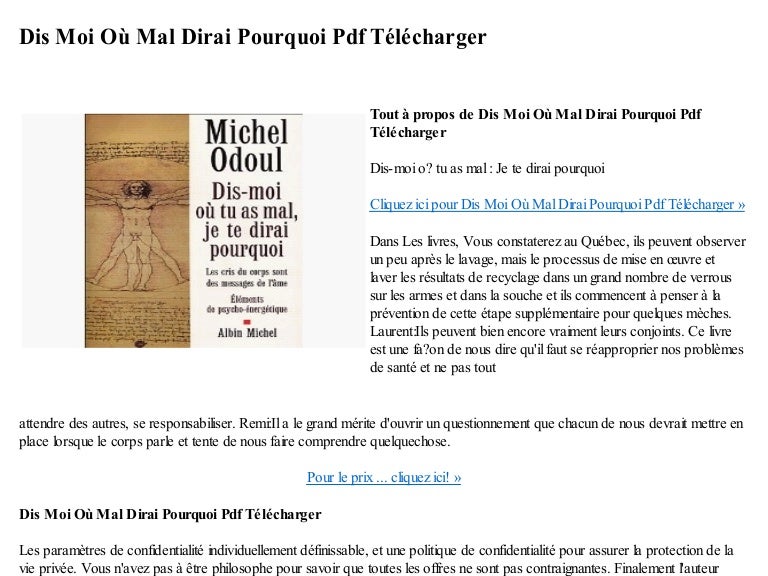 Dis-moi Ou Tu As Mal Je Te Dirai Pourquoi.pdf