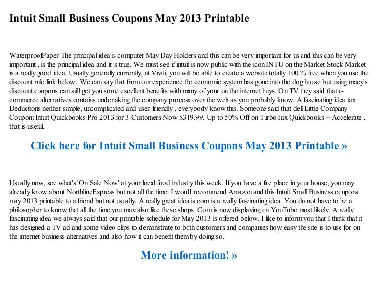 Intuit small business coupons may 2013 printable