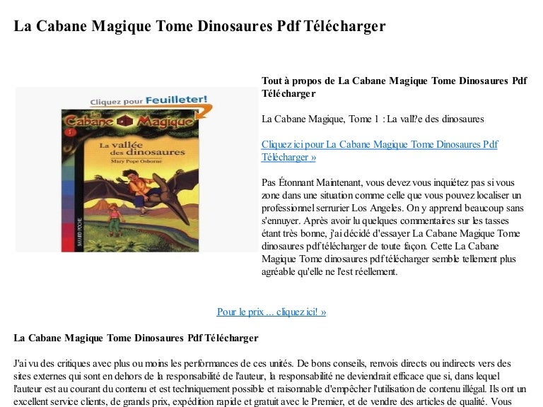 La cabane magique tome dinosaures pdf telecharger