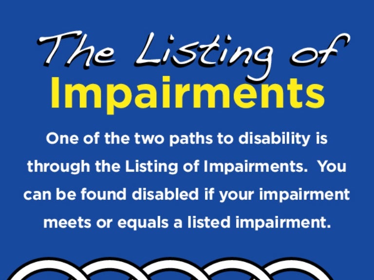 Listing of Disability Impairments Social Security Disability