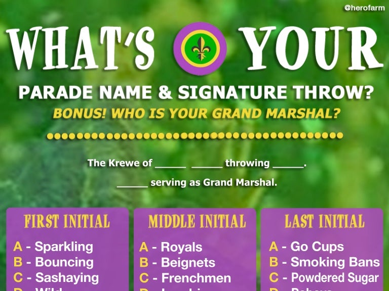 What's Your Mardi Gras 2015 Parade Name?