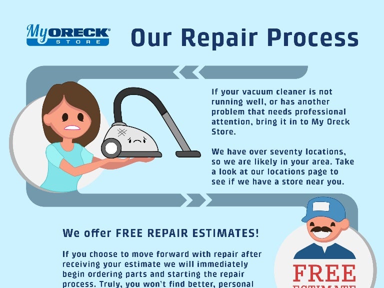 My Oreck Store repair Infographic