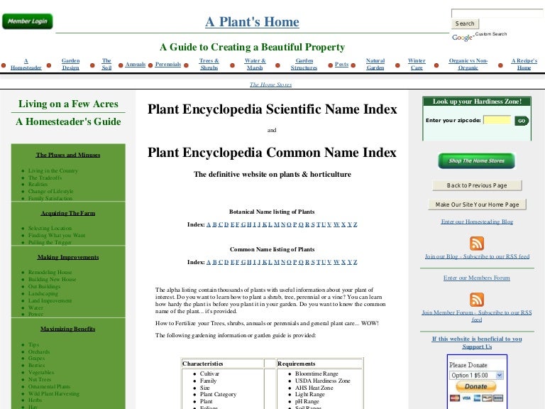 Plant Encyclopedia Scientific Name Index and Plant Encyclopedia Commo…