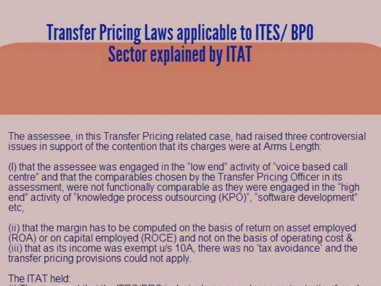 Transfer pricing laws applicable to ites & bpo sector explained by it…