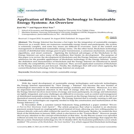 Aplicación de la tecnología blockchain en sistemas energéticos sostenibles