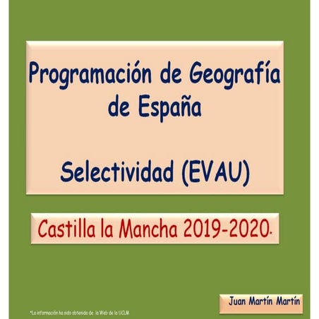 Programación de Geografía. Selectividad (EVaU) 2019-2020